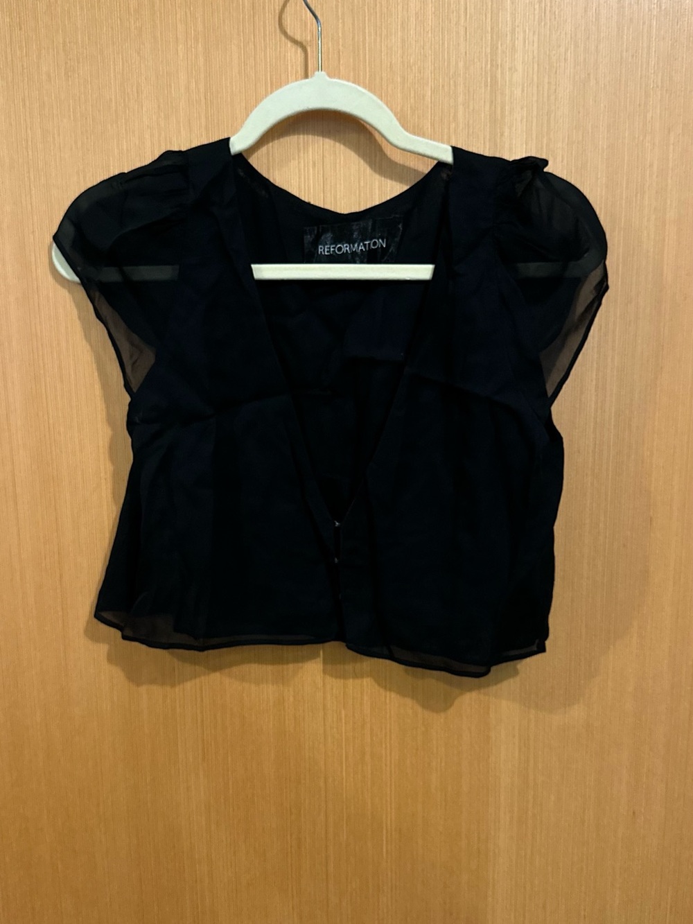 Reformation Black Chiffon Top | Size S